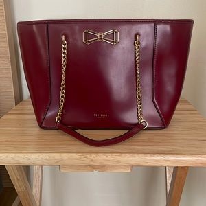 Ted Baker Tote Bag burgundy and gold